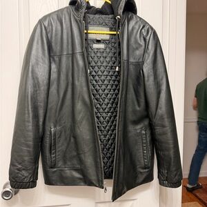 Men's Black Genuine Leather Jacket - small